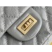 Chanel Classic Flap Bag in 2.55 Puffy Calfskin, Gray with Gold Hardware, Medium 24cm.