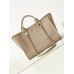 Chanel Beach Bag in Camel Color with White Letters, 33cm.