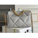 Chanel 19 Bag in Gray with Gold Hardware, Small 26, Lambskin Leather, Hass Factory Leather, 26x16x9cm.