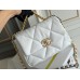 Chanel 19 Bag in White with Gold Hardware, Small 26, Lambskin Leather, Hass Factory Leather, 26x16x9cm.