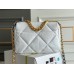 Chanel 19 Bag in White with Gold Hardware, Small 26, Lambskin Leather, Hass Factory Leather, 26x16x9cm.