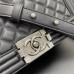 Chanel Le Boy Bag, Medium 25, Calfskin Leather, Black with Silver Hardware, 25cm.