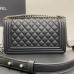 Chanel Le Boy Bag, Medium 25, Calfskin Leather, Black with Silver Hardware, 25cm.