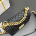 Chanel Le Boy Bag, Small 20, Calfskin Leather, Black with Gold Hardware, 20cm.