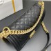 Chanel Le Boy Bag, Medium 25, Calfskin Leather, Black with Gold Hardware, 25cm.