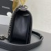 Chanel Le Boy Bag, Medium 25, Caviar Leather, Black with Silver Hardware, 25cm.