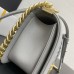 Chanel Le Boy Bag, Medium 25, Caviar Leather, Gray with Gold Hardware, 25cm.