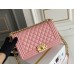 Chanel Le Boy Bag, Medium 25, Caviar Leather, Pink with Gold Hardware, 25cm.