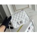 Chanel Classic Flap bag Mini 17 White Silver Hardware Lambskin Hass Factory leather 14x17x8cm