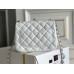 Chanel Classic Flap bag Mini 17 White Silver Hardware Lambskin Hass Factory leather 14x17x8cm