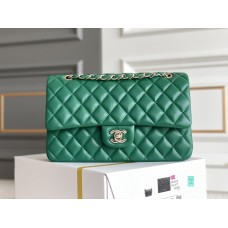 Chanel Classic Flap bag Medium 25 Green Champagne Gold Hardware Lambskin Hass Factory leather 25x16x7cm