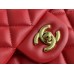 Chanel Classic Flap bag Medium 25 Red Gold Hardware Lambskin Hass Factory leather 25x16x7cm