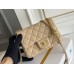 Chanel Classic Flap bag Mini 17 Apricot Gold Hardware Camellia Clasp Lambskin Hass Factory leather 14x17x8cm