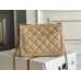 Chanel Classic Flap bag Mini 17 Apricot Gold Hardware Camellia Clasp Lambskin Hass Factory leather 14x17x8cm