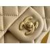 Chanel Classic Flap bag Mini 20 Apricot Gold Hardware Camellia Clasp Lambskin Hass Factory leather 13x20x6cm