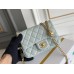 Chanel Classic Flap bag Mini 17 Light Blue Gold Hardware Camellia Clasp Lambskin Hass Factory leather 14x17x8cm