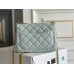 Chanel Classic Flap bag Mini 17 Light Blue Gold Hardware Camellia Clasp Lambskin Hass Factory leather 14x17x8cm