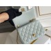 Chanel Classic Flap bag Mini 17 Light Blue Gold Hardware Camellia Clasp Lambskin Hass Factory leather 14x17x8cm