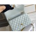 Chanel Classic Flap bag Small 23 Light Blue Gold Hardware Camellia Clasp Lambskin Hass Factory leather 15x23x6cm