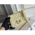 Chanel Classic Flap bag Mini 17 Light Yellow Gold Hardware Camellia Clasp Lambskin Hass Factory leather 14x17x8cm