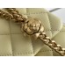 Chanel Classic Flap bag Mini 17 Light Yellow Gold Hardware Camellia Clasp Lambskin Hass Factory leather 14x17x8cm