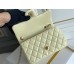 Chanel Classic Flap bag Mini 20 Light Yellow Gold Hardware Camellia Clasp Lambskin Hass Factory leather 13x20x6cm