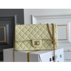 Chanel Classic Flap bag Small 23 Light Yellow Gold Hardware Camellia Clasp Lambskin Hass Factory leather 15x23x6cm