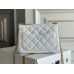 Chanel Classic Flap bag Mini 17 White Gold Hardware Camellia Clasp Lambskin Hass Factory leather 14x17x8cm