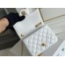 Chanel Classic Flap bag Mini 17 White Gold Hardware Camellia Clasp Lambskin Hass Factory leather 14x17x8cm