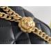 Chanel Classic Flap bag Mini 17 Black Gold Hardware Camellia Clasp Lambskin Hass Factory leather 14x17x8cm