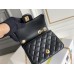 Chanel Classic Flap bag Mini 17 Black Gold Hardware Camellia Clasp Lambskin Hass Factory leather 14x17x8cm