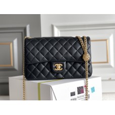 Chanel Classic Flap bag Small 23 Black Gold Hardware Camellia Clasp Lambskin Hass Factory leather 15x23x6cm