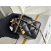 Chanel Small Gold Small Ball Double Chain Makeup Bag Vanity Box Black Gold Hardware Lambskin Hass Factory leather 9x11x7cm