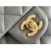 Chanel 22B Classic Flap bag Mini 20 with Handle Gray Gold Hardware Lambskin Hass Factory leather 12x20x6cm