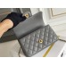 Chanel 22B Classic Flap bag Mini 20 with Handle Gray Gold Hardware Lambskin Hass Factory leather 12x20x6cm