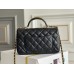 Chanel 22B Classic Flap bag Mini 20 with Handle Black Gold Hardware Lambskin Hass Factory leather 12x20x6cm