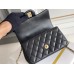 Chanel 22B Classic Flap bag Mini 20 with Handle Black Gold Hardware Lambskin Hass Factory leather 12x20x6cm