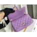 Chanel 22S Classic Flap bag Woven Gold Ball Purple Gold Hardware Mini 20 Lambskin Hass Factory leather 13x20x7cm