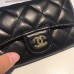 Chanel Classic Wallet Black Gold Hardware Lambskin Hass Factory leather 12x7cm