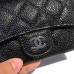 Chanel Classic Wallet Black Silver Hardware Caviar Leather Hass Factory leather 12x7cm