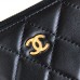 Chanel Classic Wallet Zipper 19cm Black Gold Hardware Lambskin Hass Factory leather 11x8x2cm