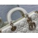 Lady Dior Dioramour Bag, paint leather Medium 26, White with Gold Hardware, Size: 26x6x14cm