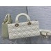 Lady Dior Dioramour Bag, paint leather Medium 26, White with Gold Hardware, Size: 26x6x14cm