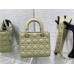 Lady Dior Bag, Grey-Green Lambskin, Champagne Gold Hardware, Small   Four Blocks   20, Size: 20cm