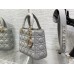 Lady Dior Bag, Grey Lambskin, Champagne Gold Hardware, Small   Four Blocks   20, Size: 20cm