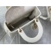 Lady Dior Bag, White Lambskin, Champagne Gold Hardware, Small   Four Blocks   20, Size: 20cm