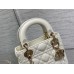 Lady Dior Mini Bag, 17, White Lambskin, Champagne Gold Hardware, Size: 17cm