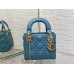 Lady Dior Mini Bag, 17, Blue Lambskin, Champagne Gold Hardware, Size: 17cm