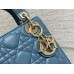 Lady Dior Mini Bag, 17, Blue Lambskin, Champagne Gold Hardware, Size: 17cm