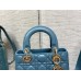 Lady Dior Small Bag, 20, Blue Lambskin, Champagne Gold Hardware, Size: 20cm